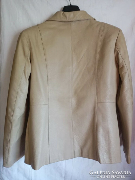 38-40 butter beige elegant leather jacket leather jacket