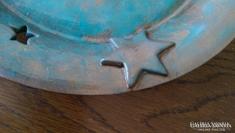 Also for a gift! Handcrafted antique, starry, perforated, ceramic, earthenware bowl, decorative bowl in the middle of the table