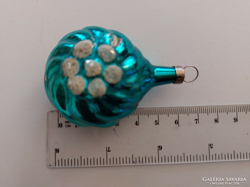 Old glass Christmas tree decoration blue flower glass decoration