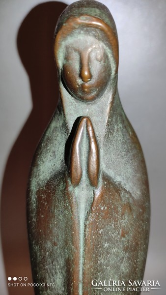 Antik Art  Deco bronz szobor  imádkozó Madonna  1920-as évek