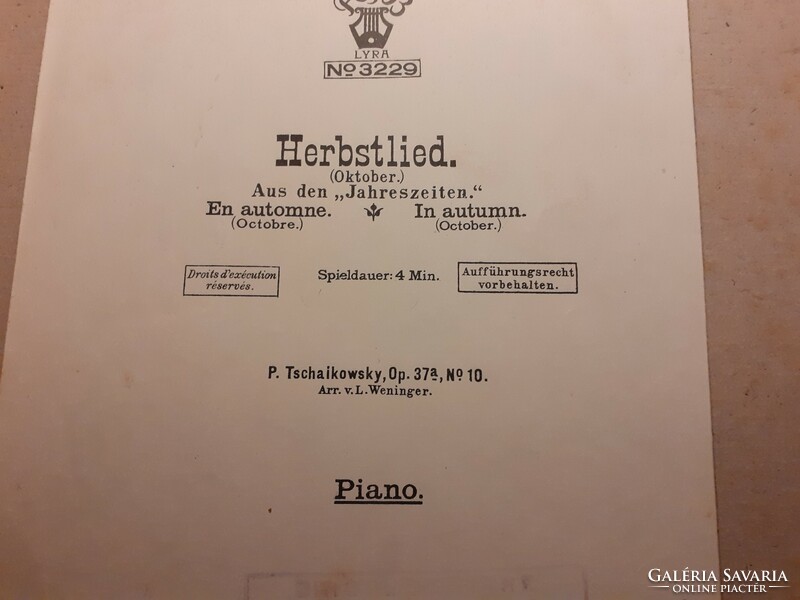 Orchestral sheet music 1928 - Tchaikovsky: Autumn Song a.J.B. 6837 Lyra no 3229