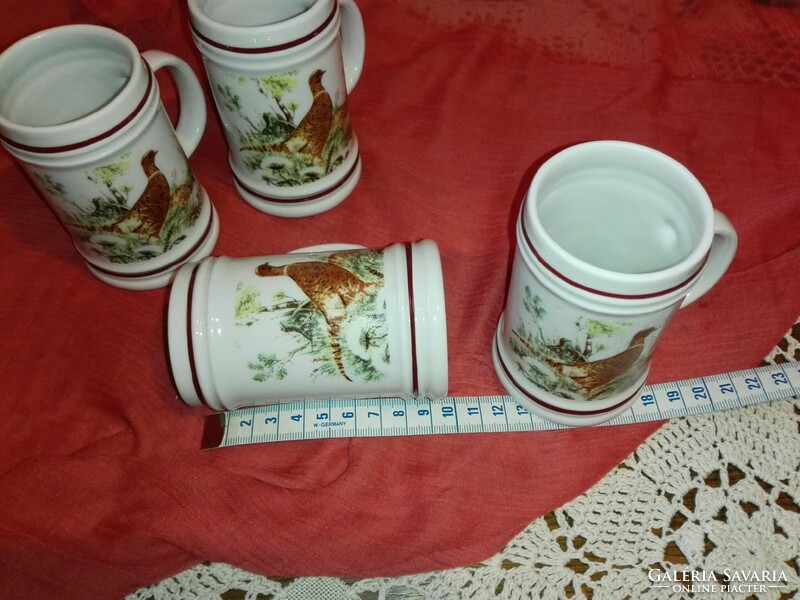 Hollóháza porcelain, pheasant pattern, wine jug... 4 pieces