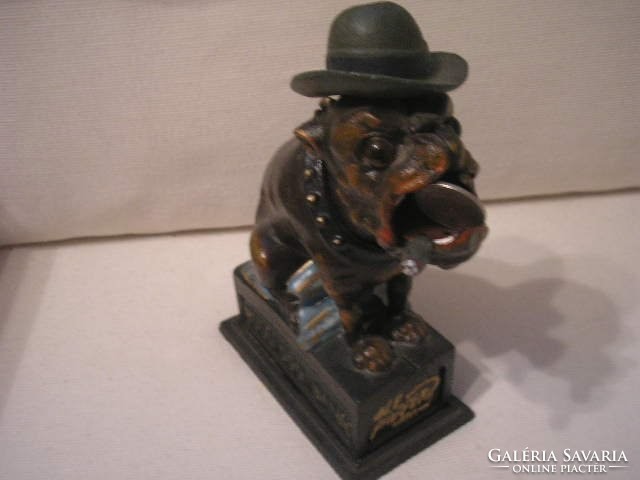 U7 Antique Mechanical Cast Caricature 1880 Bushing Museum Replica Bull Dog with Amber Eyes