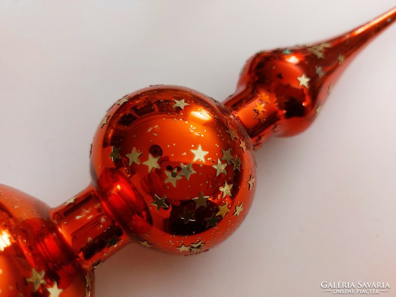 Old glass Christmas tree decoration starry red top decoration glass decoration 30 cm