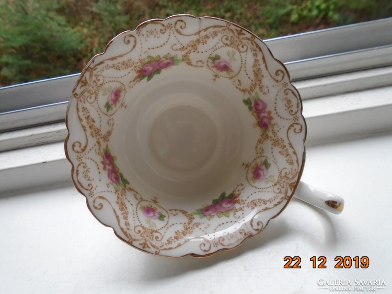 1910 Royal Doulton Rare Art Nouveau Pink Rose Tea Cup with Laced Edge and Base
