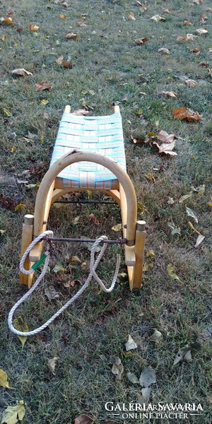 Retro 80's large strong wooden sled with strap seat
