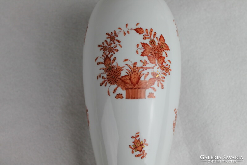 Herend Indian basket pattern vase, orange