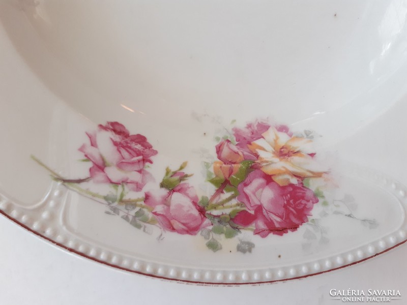 Régi rózsás porcelán falitányér népi tányér fali dísz