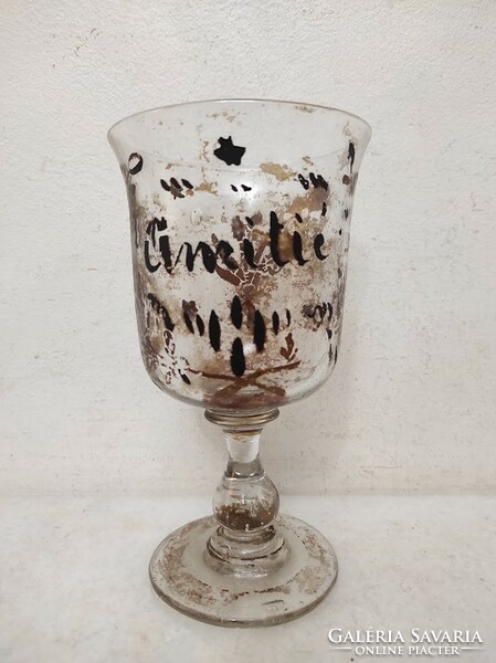 Antik biedermeier huta üveg kehely pohár 19. század eleje 377 6323