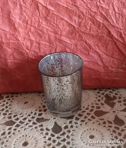 Silver tiny polka dot festive glass candle holder glass Christmas decoration, recommend!