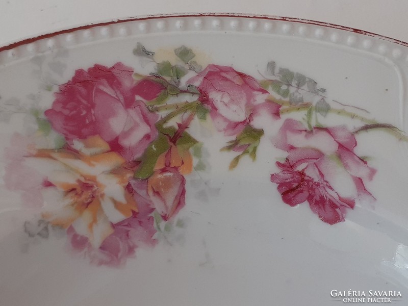 Régi rózsás porcelán falitányér népi tányér fali dísz
