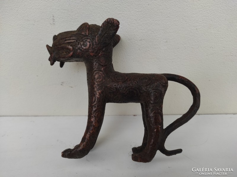 Antique Benin Bronze Leopard Panther African Small Statue 847 6314