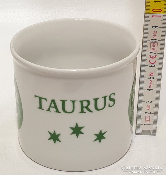 Zsolnay "Taurus" jelzett, bika horoszkópos porcelán bögre (2449)