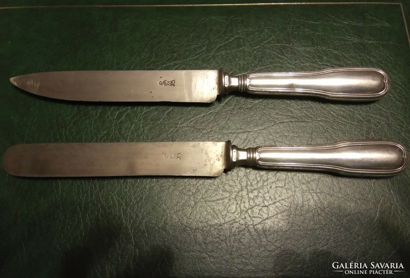 Antik jelzett ezüst kés kések nem rozsdásodó jelzett acél pengével