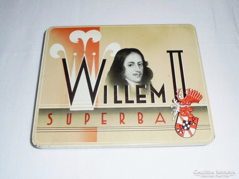 Szivar szivaros fémdoboz pléh fém doboz - Willem II. Superba Amarillo - 1980-as évekből