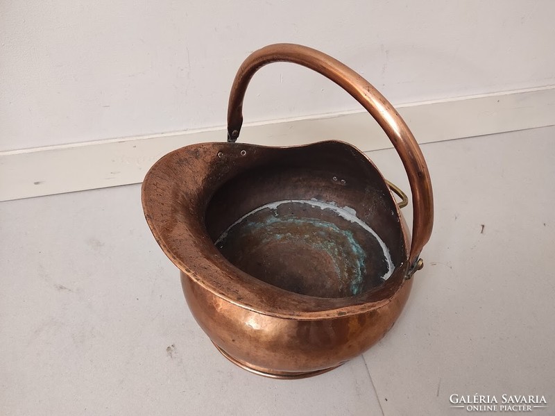 Antique kitchen pot pot heavy red copper with decorative brass handle 396 6289