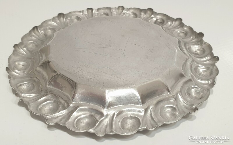 Silver (800) small blistered bowl with engraved text