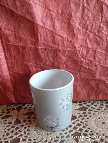 Ezüst hópehely ünnepi üveg mécsestartó pohár karácsonyi dekoráció, ajánljon!
