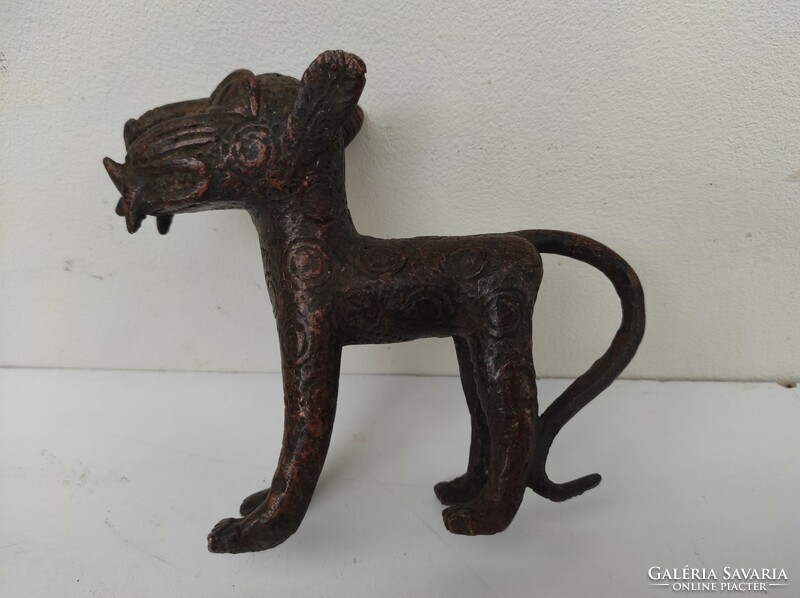 Antique Benin Bronze Leopard Panther African Small Statue 847 6314