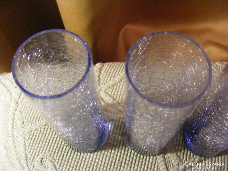 5 db  karcagi repesztett kék üveg pohár