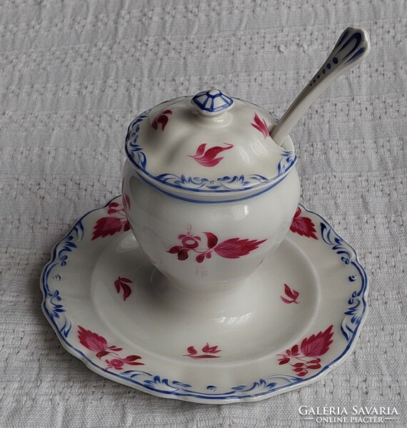 Alt wien antique Viennese porcelain mustard dish from 1844 Biedermeier period with original spoon!