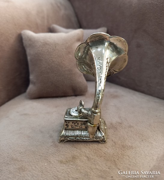 Silver miniature gramophone