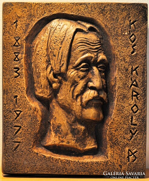 Sándor Puskás of Cluj (1928-2020) Károly Kós - wall hanging ceramic plaque from 1990