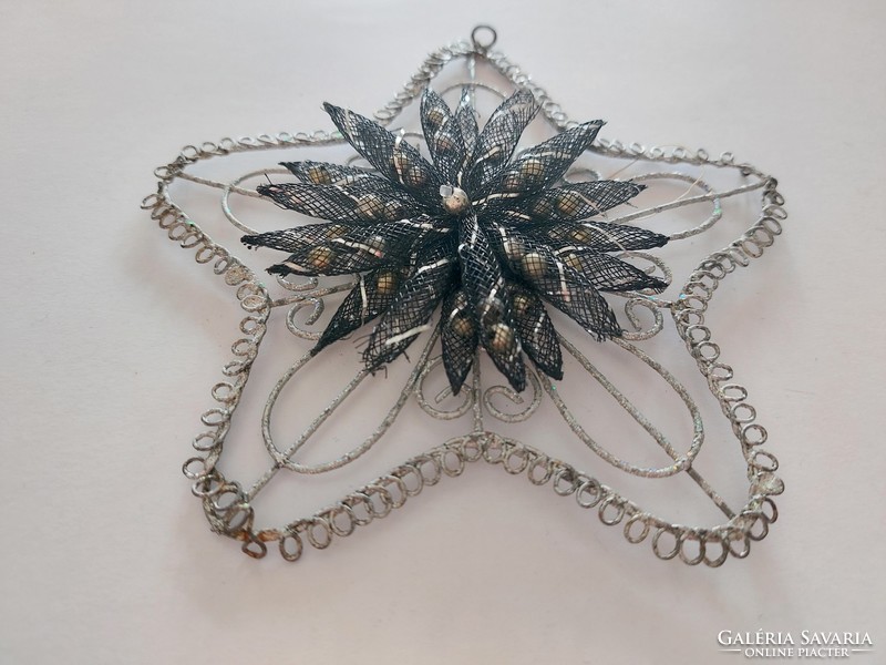 Vintage Christmas tree decoration silver black metal star