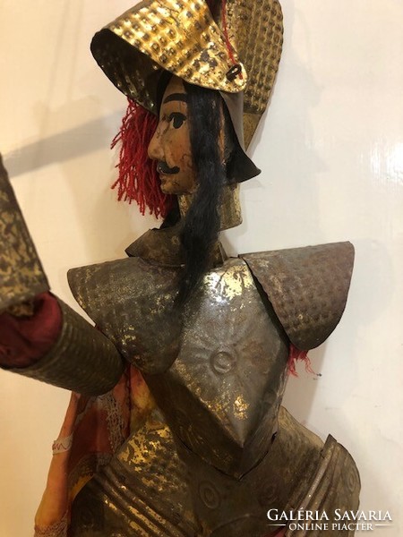 Marionette puppet made of metal, xix. Century, rod puppet knight, 40 cm