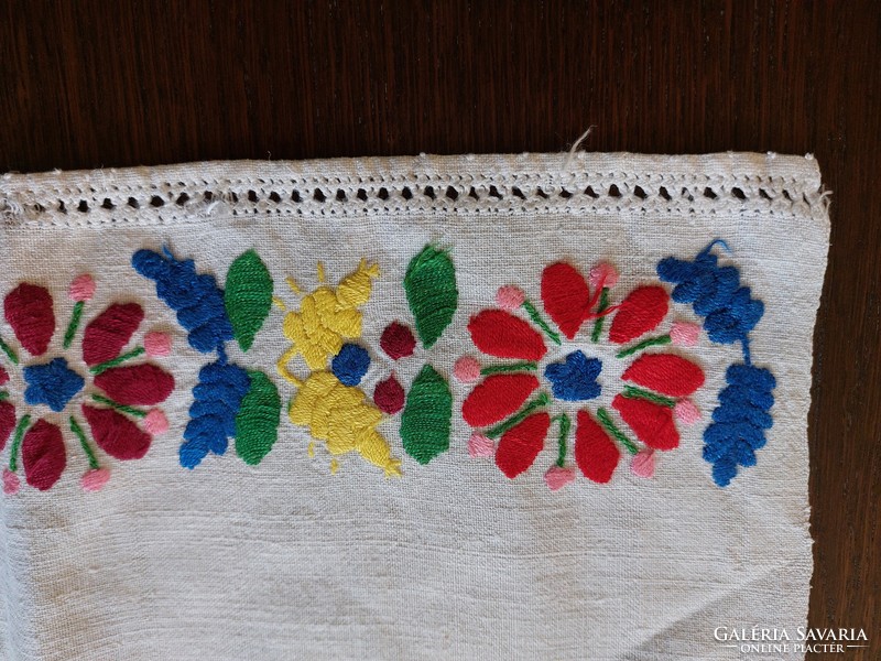 Régi hímzett vászon konyhai textil konyharuha