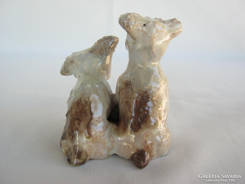 Pair of Szécs ceramic dogs