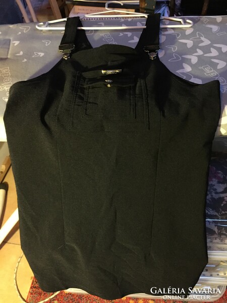 Fekete sztrecs kantáros ruha L-es