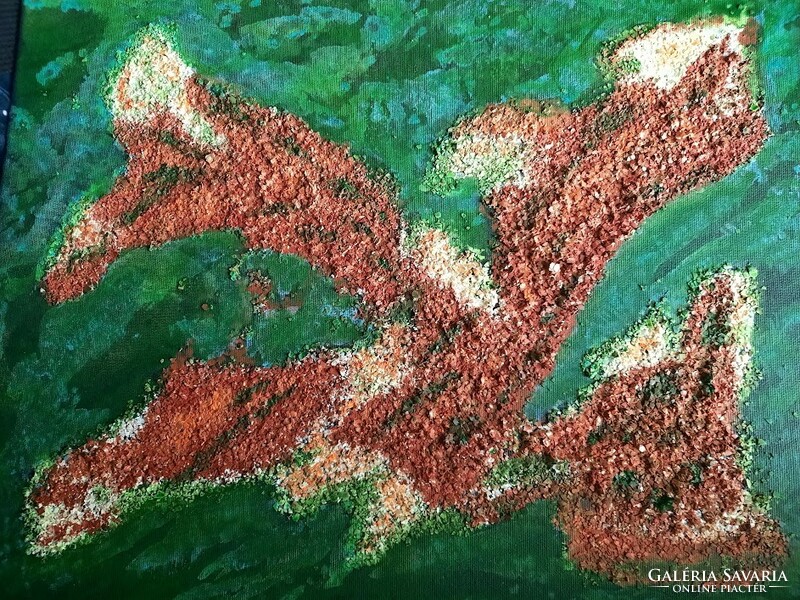 Zsm abstract painting 50 cm/40 cm canvas, acrylic, mixed media - coral