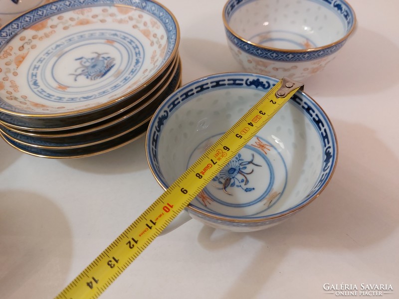 Kínai porcelán kék fehér teás csésze 6 db