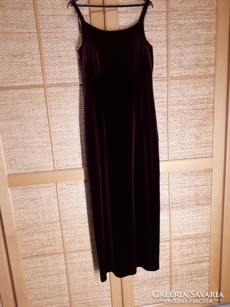 Casual burgundy velvet dress jumpsuit with elastic straps