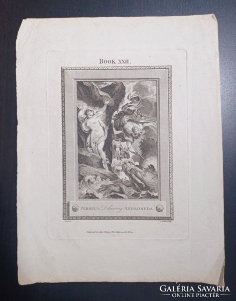 William Walker (1725-1793): Perseus saves Andromeda - mythological work, copper engraving