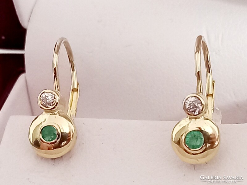 Button arany fülbevaló (smaragd és brill) VOLFI 1 RÉSZÉRE