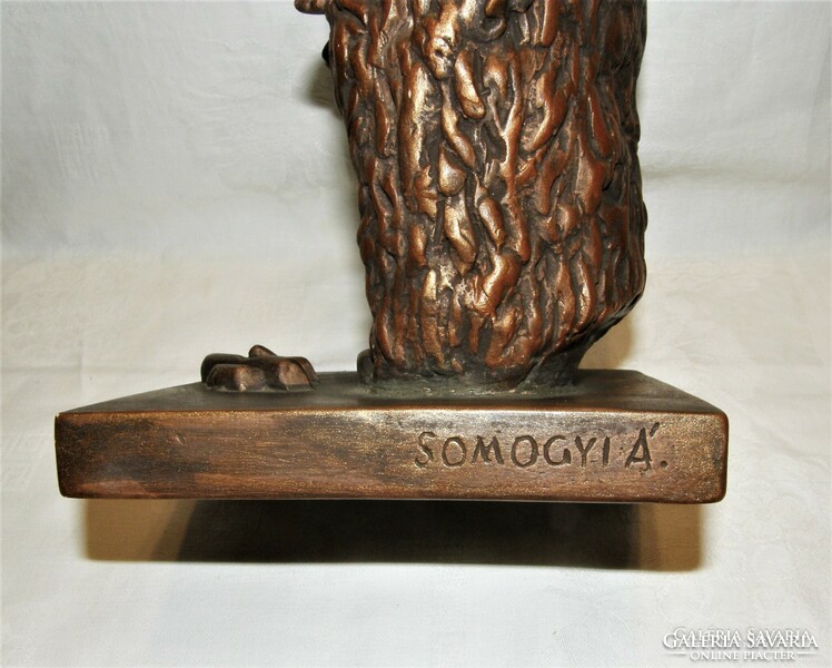 Somogyi Árpád - Melegedő Juhász - Bronzitott kerámia szobor - 25 cm