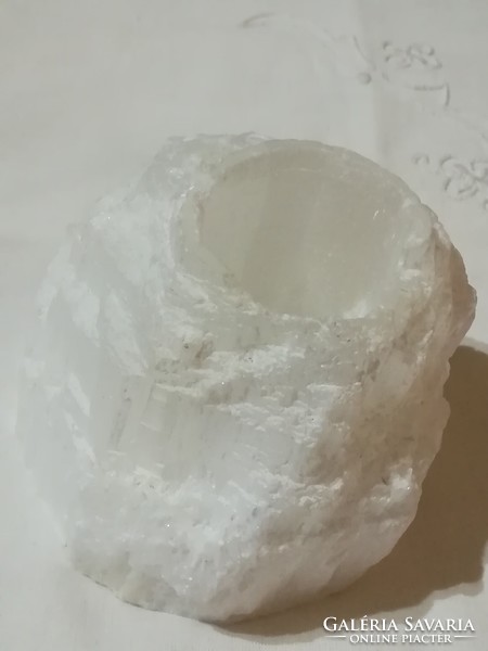 Selenite candle holder.