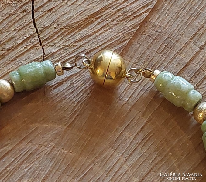 Beautiful jade necklaces with gold-plated silver spacers with a magnetic clasp