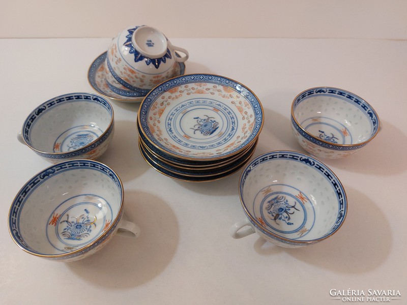 Kínai porcelán kék fehér teás csésze 6 db
