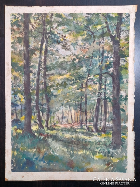 Little d. Marking: forest landscape 1956, watercolor (28.5×38 cm)