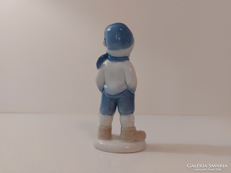 Retro German porcelain boy old blue white figurine GDR mid century