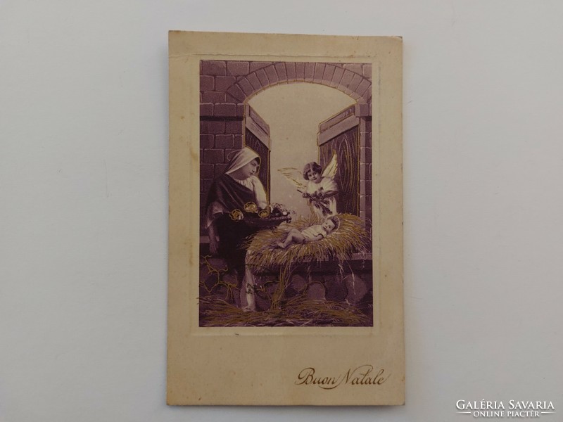 Old Christmas postcard 1929 postcard Maria baby Jesus angel