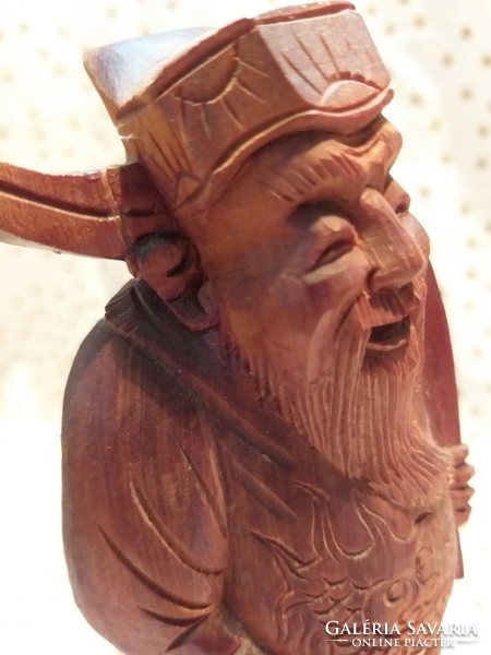Kínai bölcs Kézzel készült fa faragott szobor 25cm