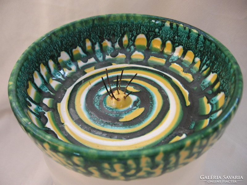 Retro dripped ceramic ikebana bowl