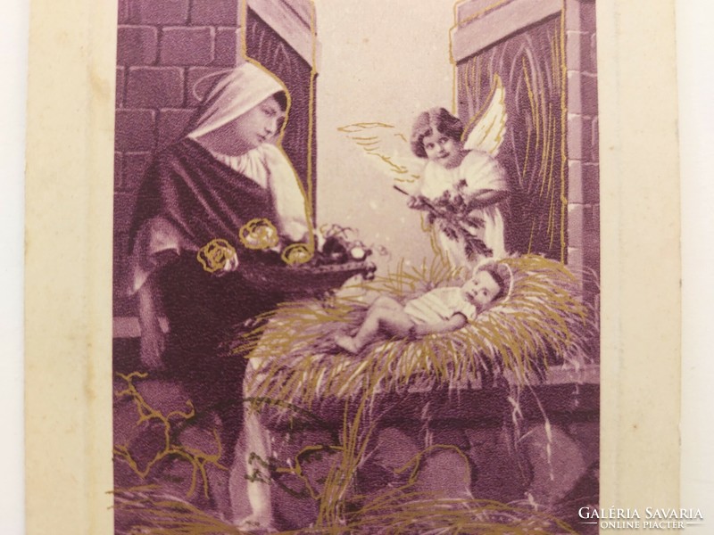 Old Christmas postcard 1929 postcard Maria baby Jesus angel