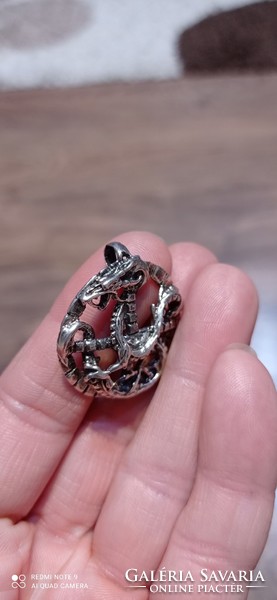 Antik ezüst sárkány medál, 10 gr