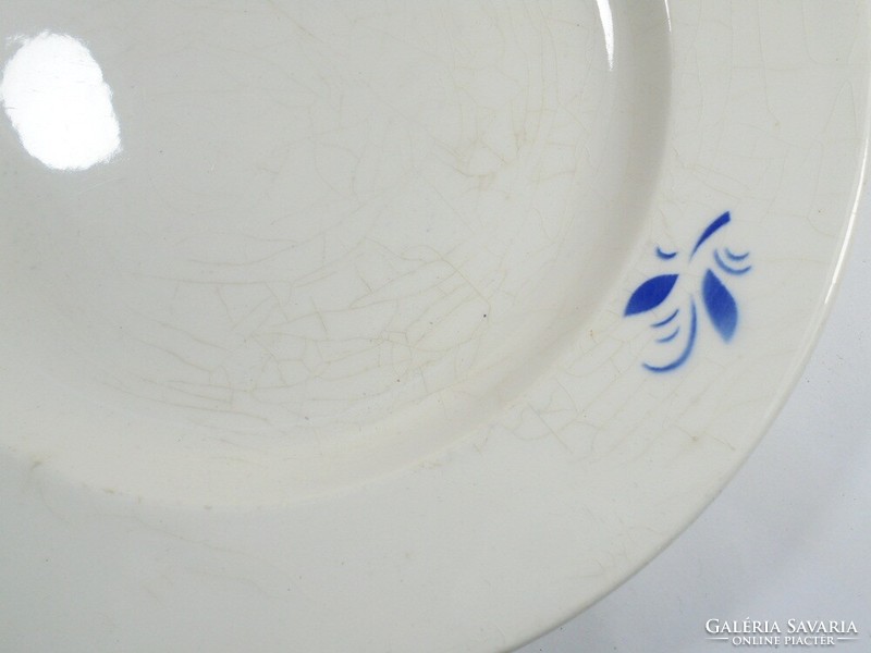 Antik Csehszlovák jelzett Ditmar Urbach festett kerámia tányér kék virág mintás kb. 1940-es évek
