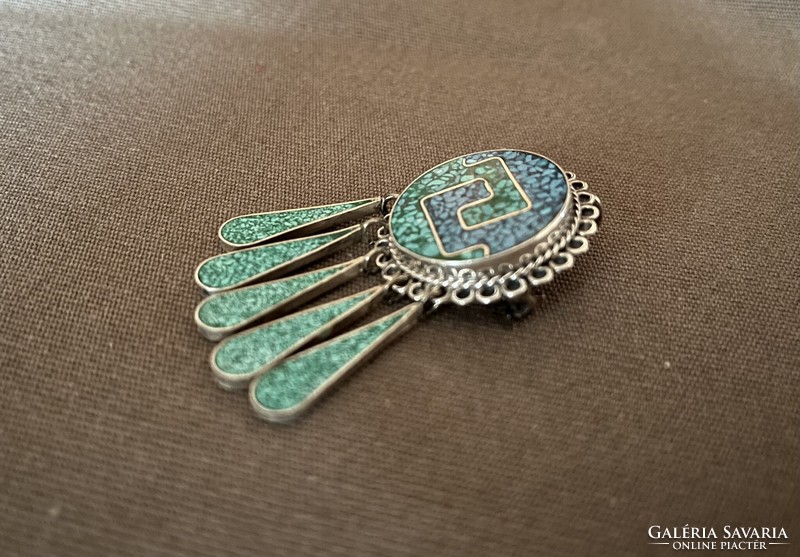 Mexican silver brooch/pendant